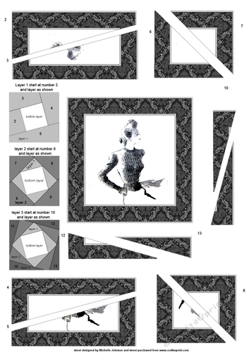 Aged Look Retro Vintage Black & White Ladies 1 Spiral Edge Triangle Stacker