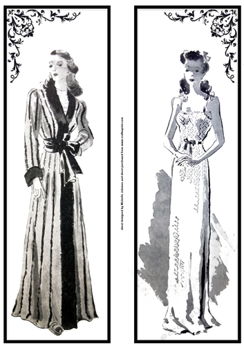 Aged Look Retro Vintage Black & White Ladies 1 Large DL Card