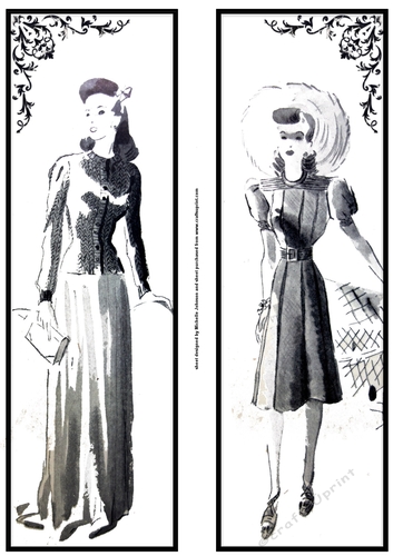 Aged Look Retro Vintage Black & White Ladies 2 Large DL Card