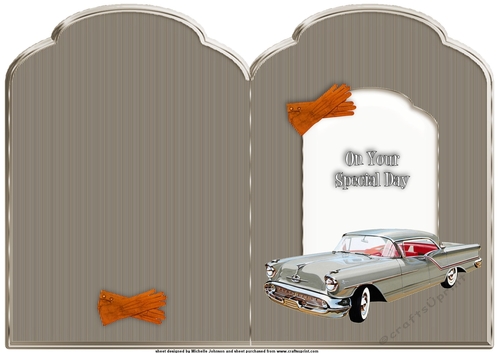 Retro Vintage Car Scalloped Top Quick Card