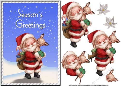 Cute Santa Hugs Card Front