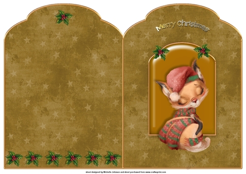 Christmas Fox Scalloped Top Quick Card