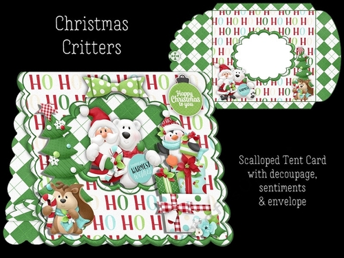Christmas Critters Scalloped Tent Card with Envelope