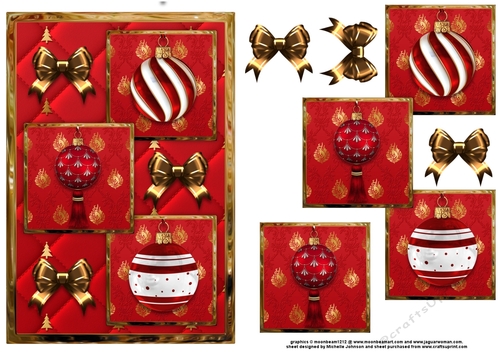 Royal Christmas Baubles Three Square Quick Card