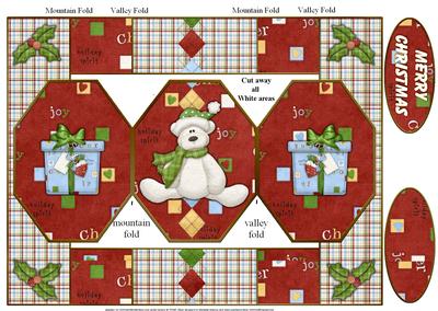 Christmas Bear Octagon Folded Pop-up Card
