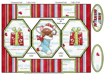 Merry Christmouse Octagon Folded Pop-up Card