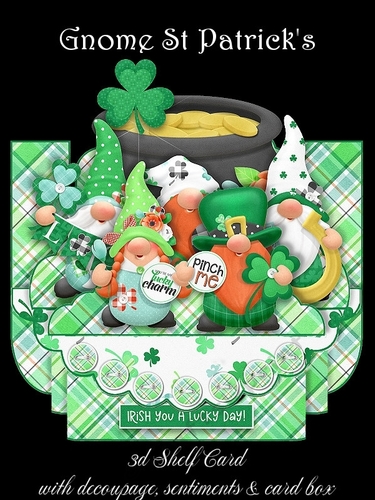 Gnome St Patricks 3D Shelf Card with Card Box