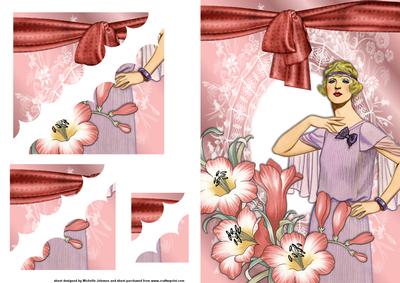 Art Deco Lady in Lilac with Lilies Deckle Edge Stacker