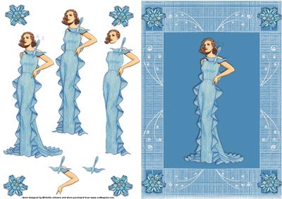 Art Deco in Blue Quick Card Front with Decoupage