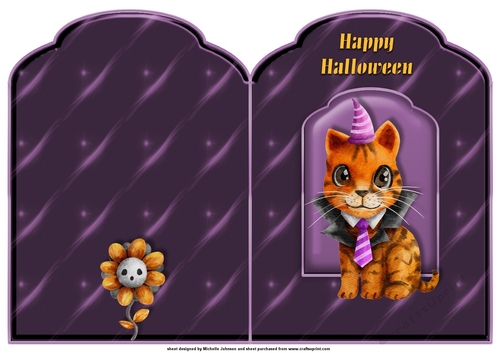 Halloween Cat Scalloped Top Quick Card 1
