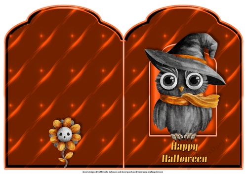 Halloween Owl Scalloped Top Quick Card