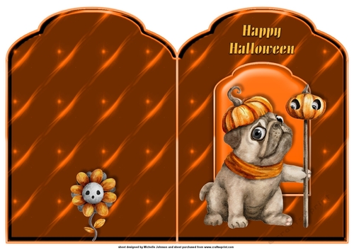 Halloween Pug Scalloped Top Quick Card