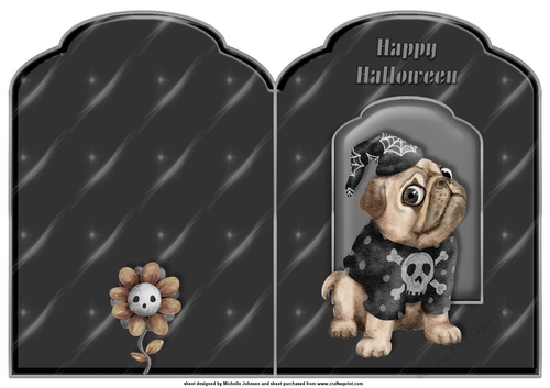 Halloween Pug Scalloped Top Quick Card 1