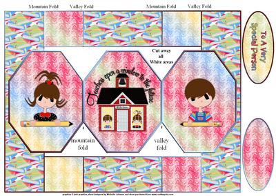 Teacher or Childs First Day Octagon Pop Up Card