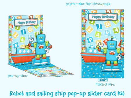 Toy Store Robot and Ship Pop-up Slider Card Kit