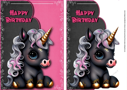 Black Unicorn Fancy Envelope Card 1