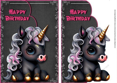 Black Unicorn Fancy Envelope Card 2