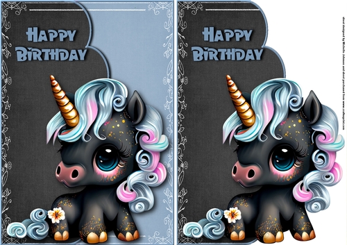 Black Unicorn Fancy Envelope Card 3