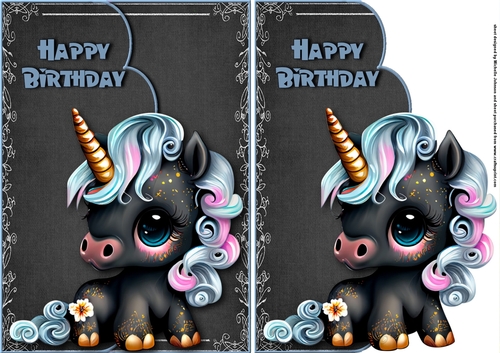Black Unicorn Fancy Envelope Card 4