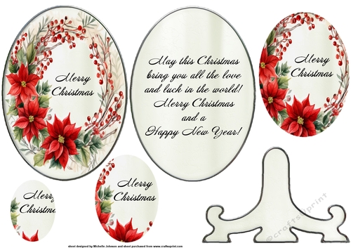 Christmas Poinsettia Plate Card