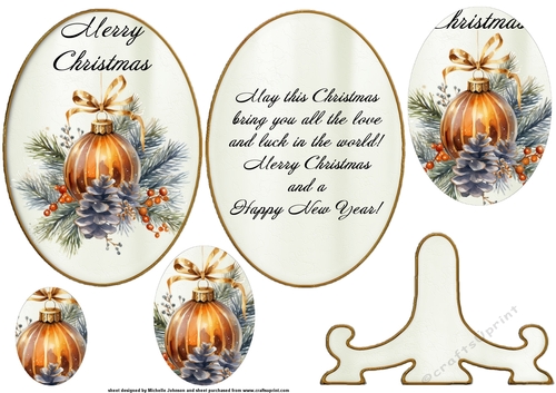 Christmas Bauble And Pine Cone Plate Card