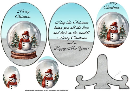 Snowman Snow Globe Plate Card