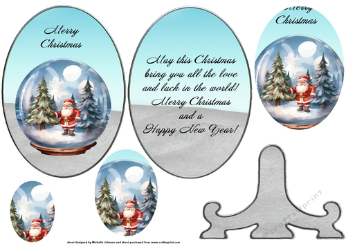 Santa Snow Globe Plate Card