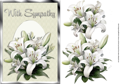 Lilies Sympathy Card Front with Decoupage