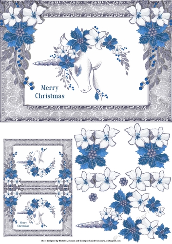Pretty Christmas Unicorn Card Front 2