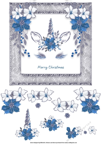 Pretty Christmas Unicorn Card Front 3