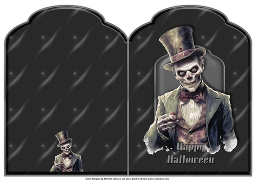 Halloween Scary Skeleton Scalloped Top Quick Card