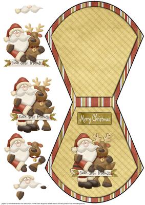 Deer Friends Christmas Wobble Card with Decoupage