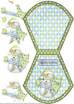 Warm Thoughts Christmas Snowman Wobble Card with Decoupage