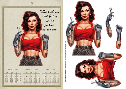 Perfect As You Are Vintage Pin-Up Calendar Card Front