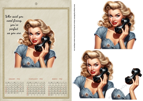 Perfect As You Are Vintage Pin-Up Calendar Card Front 1