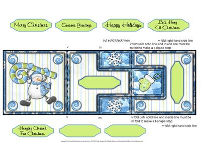 Hanging Around for Christmas Snowman T-step Tri Fold