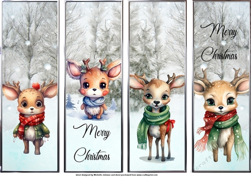 Cute Christmas Reindeer Bookmarks