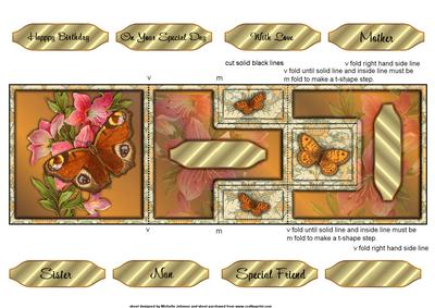 Vintage Butterflies T-step Tri Fold