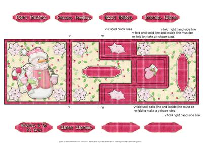 Winter Warmers Snowman Pink T-step Tri Fold