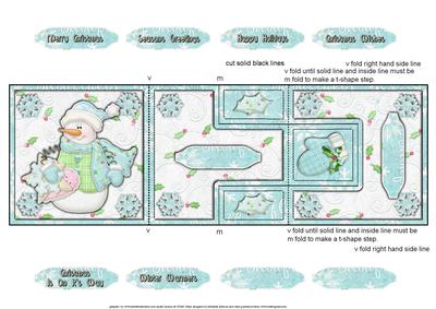 Winter Warmers Snowman Blue T-step Tri Fold