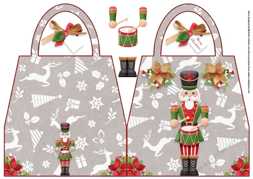 Nutcracker Handbag Shaped Christmas Card