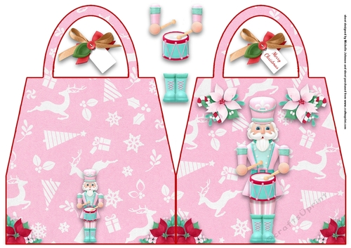 Nutcracker Pastel Handbag Shaped Christmas Card