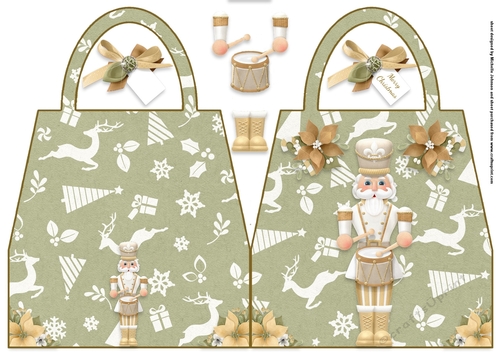 Nutcracker Gold Handbag Shaped Christmas Card