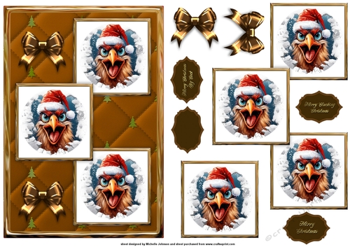 Clucking Christmas Three Square Quick Card