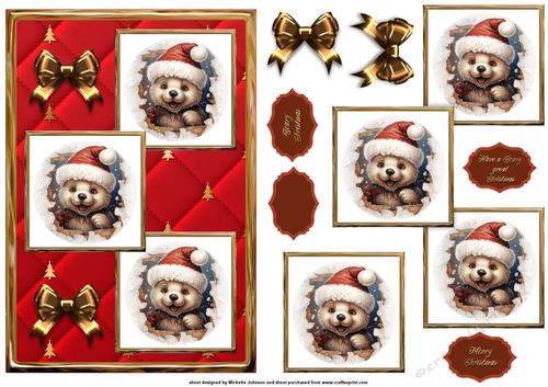Beary Christmas Three Square Quick Card