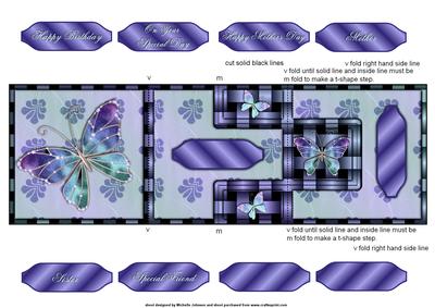 Purple Butterfly T-step Tri Fold