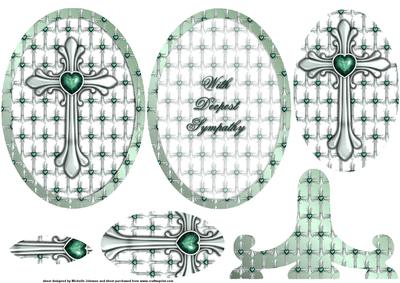 Green Cross Sympathy Plate Card with Pyramage