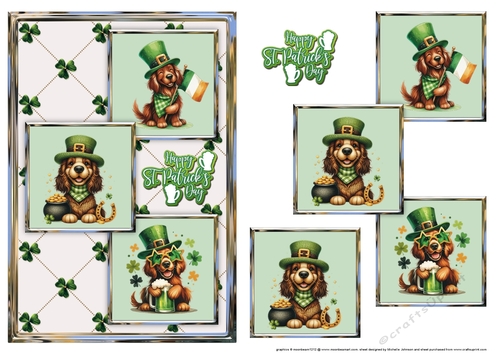 St Patricks Red Setter Dog Three Square Quick Card