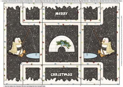 Fishing Penguins Tri Fold Shutter Card