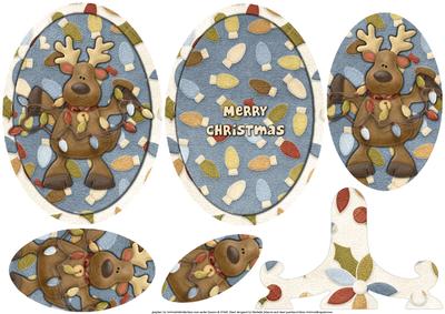 Reindeer Lights Plate Card with Pyramage